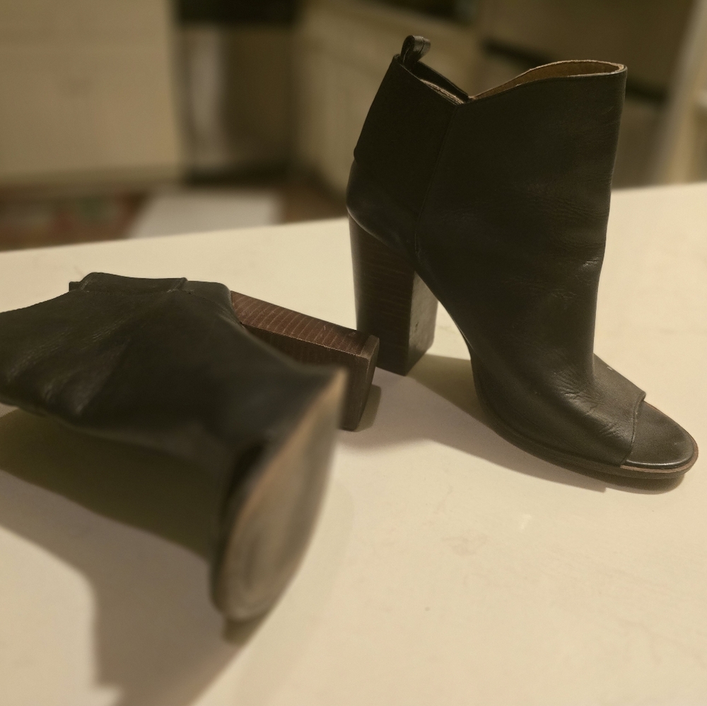 Black Bootie with heel (open toe) KELSI DAGGER SZ 8